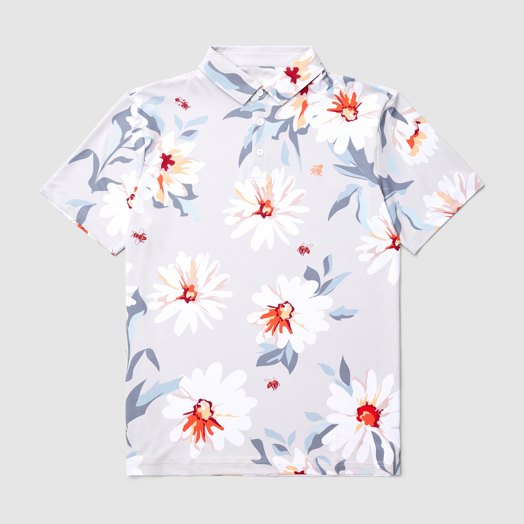Bedrucktes Tech-Polo (natürliches Blumenmuster)