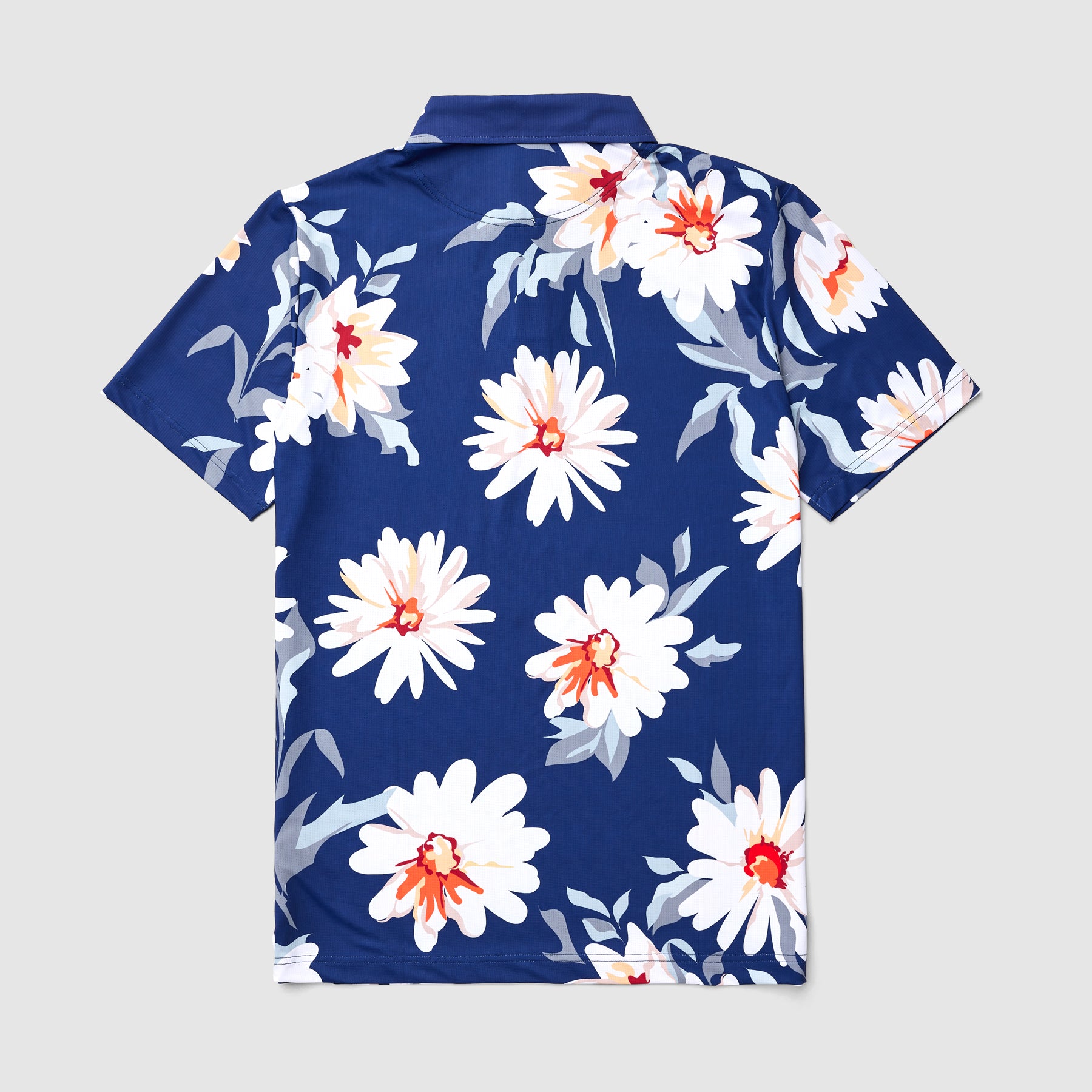 Bedrucktes Tech-Polo (Marineblau mit Blumenmuster)