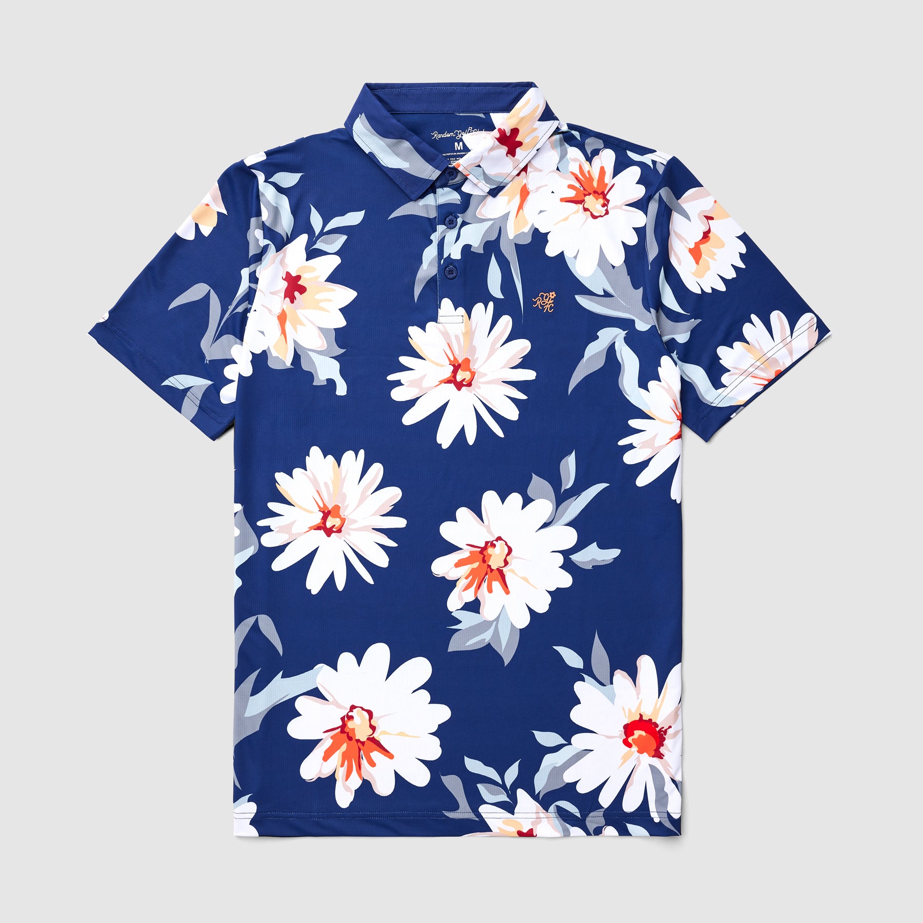 Bedrucktes Tech-Polo (Marineblau mit Blumenmuster)