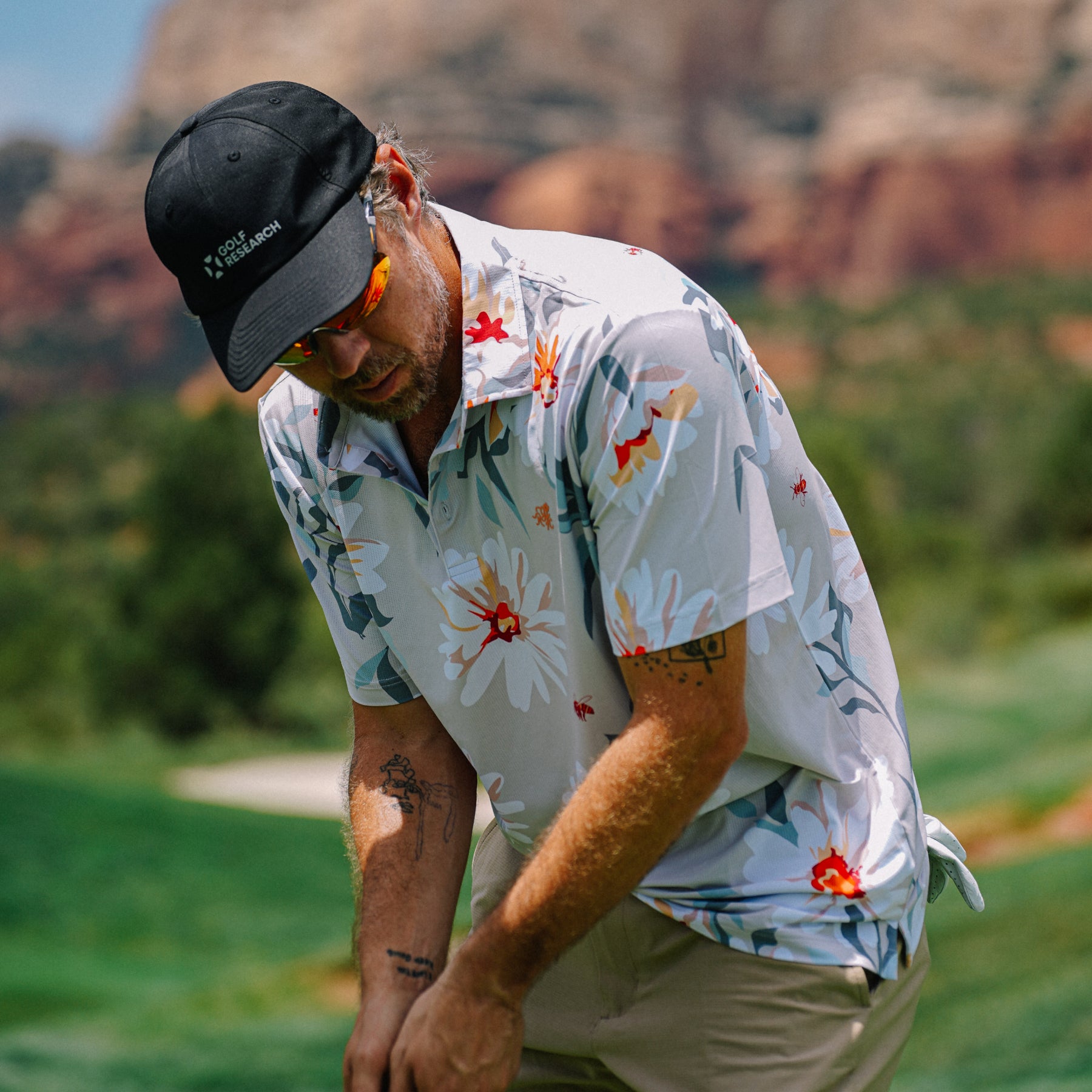 Printed Tech Polo (Natural Floral)