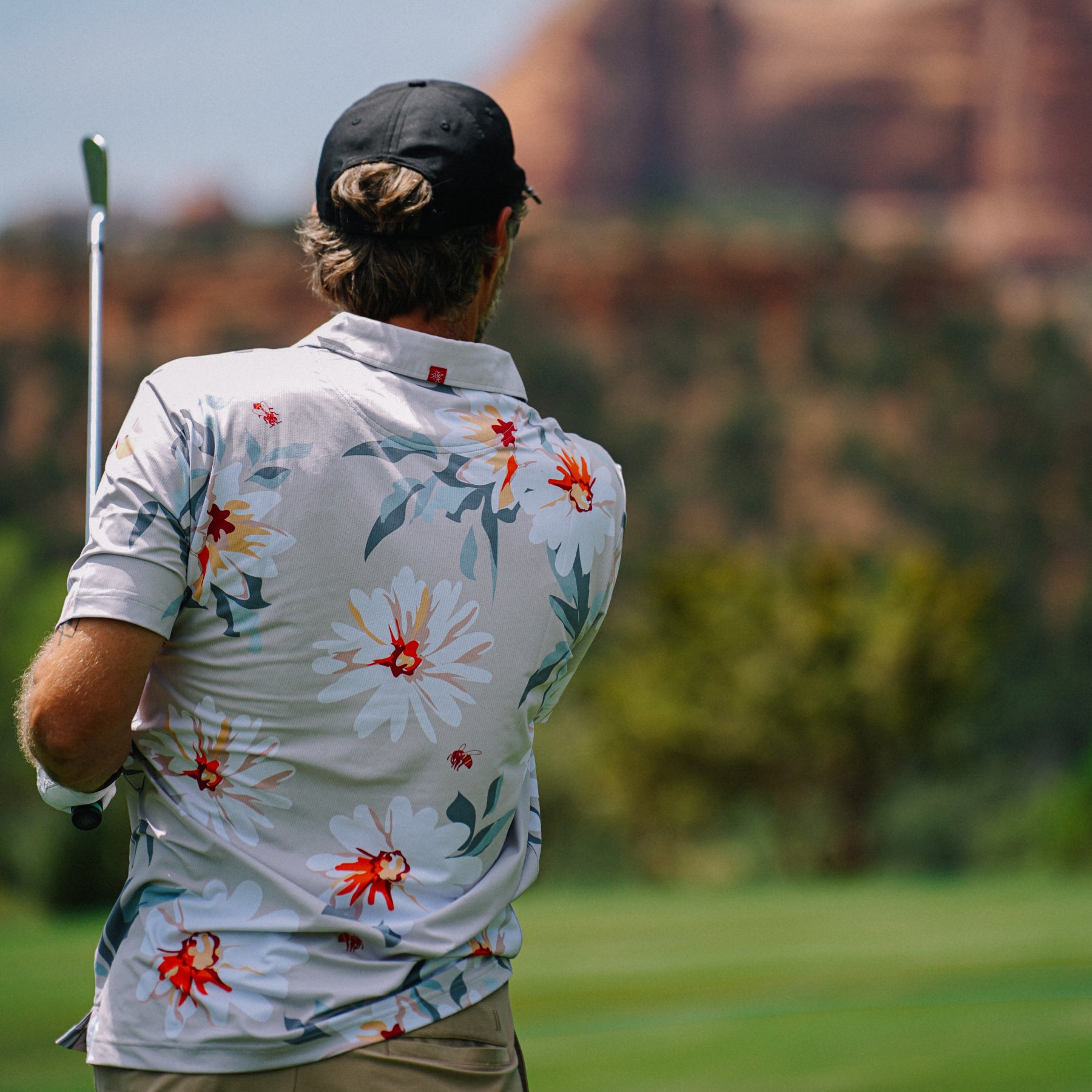 Printed Tech Polo (Natural Floral)